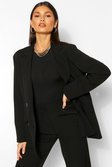 Black Tailored Double Breasted Button Blazer