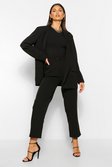 Black Tailored Pleat Detail Straight Trousers