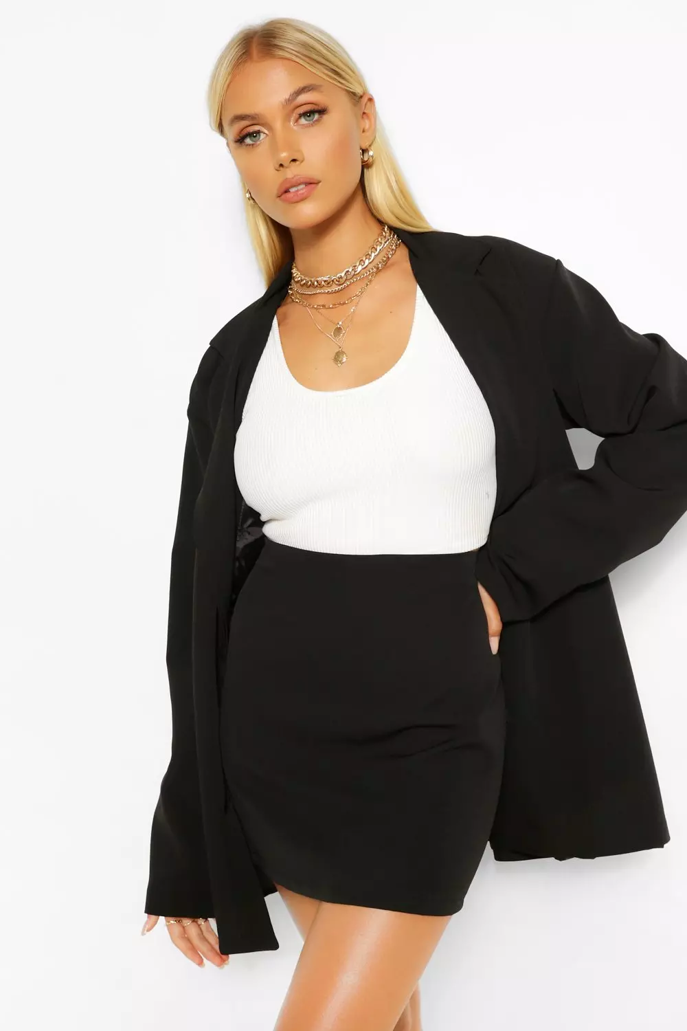 Plus size long black hotsell skirt suit