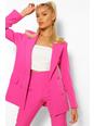 Hot pink Woven Double Breasted Pocket Blazer