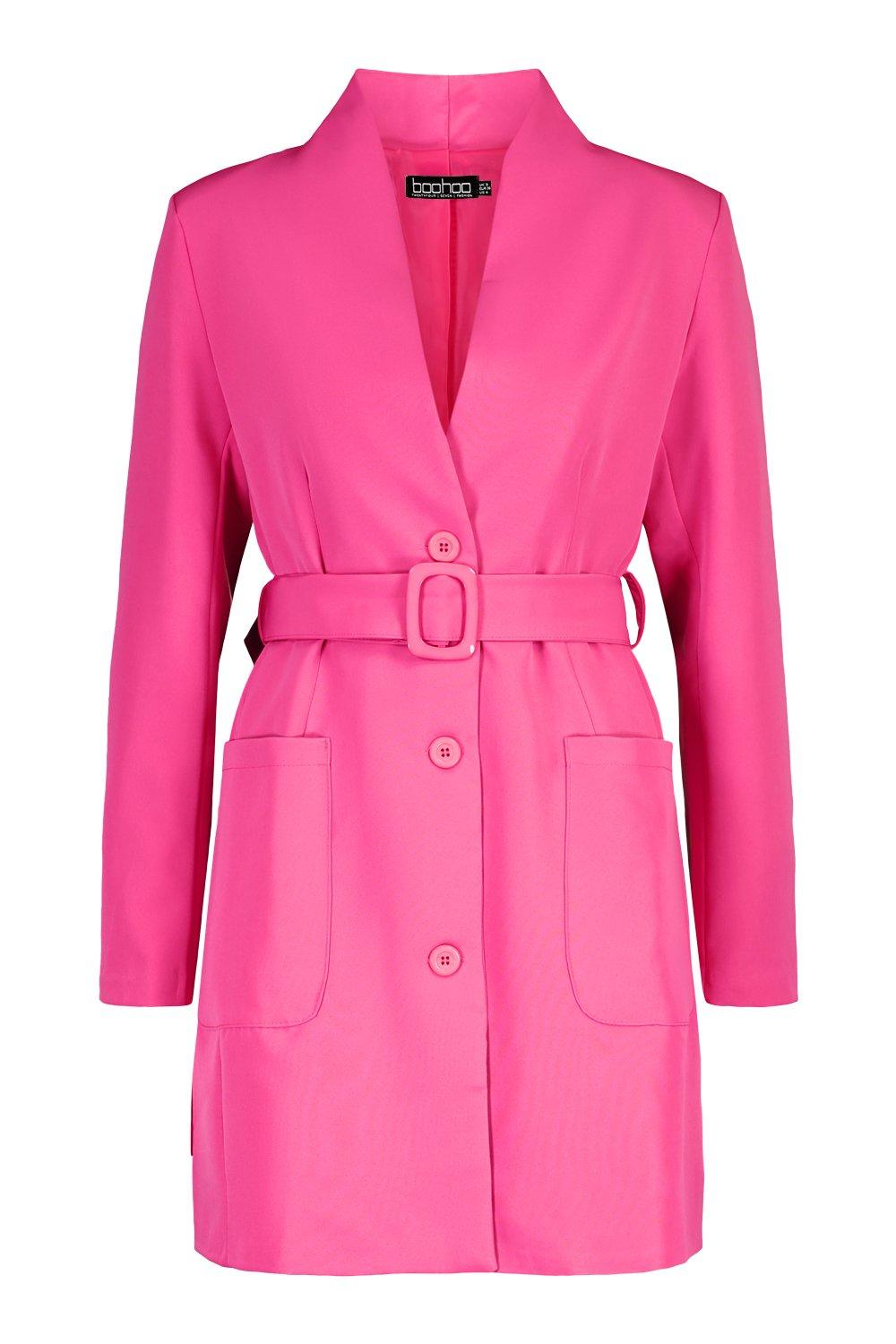 belted pocket detail blazer dress