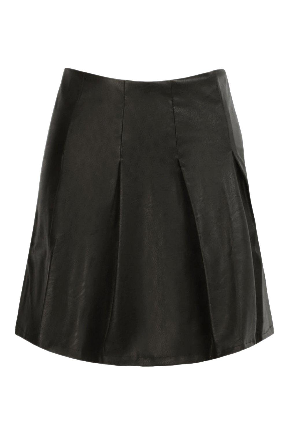 Faux Leather Pleated Mini Skirt boohoo
