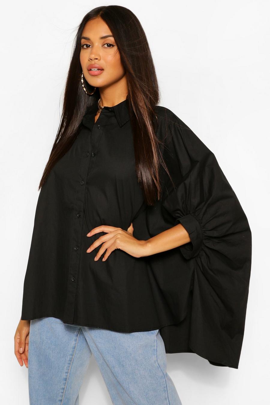 Black Woven oversized shirt image number 1