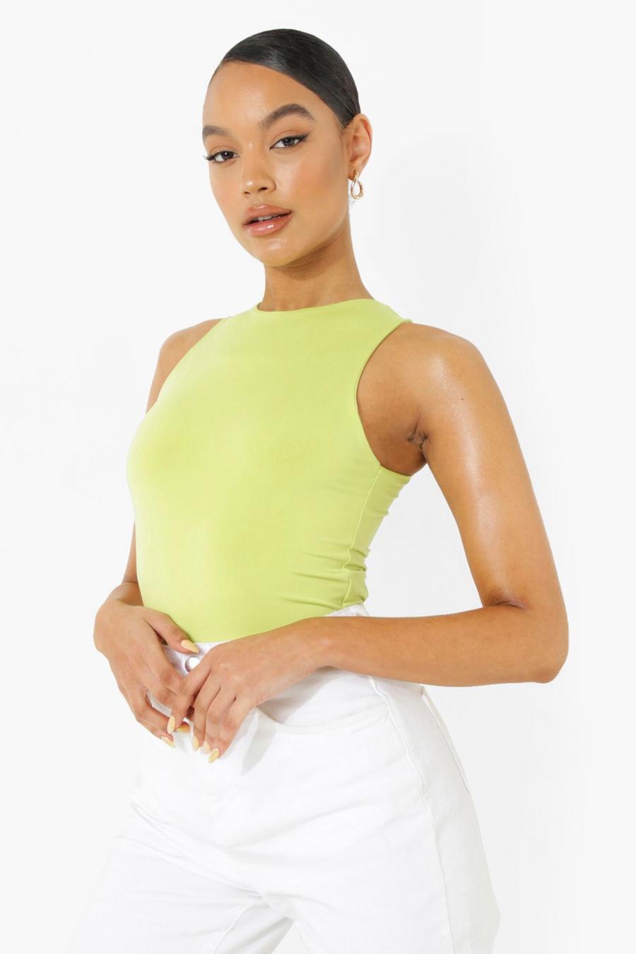 Chartreuse Double layer racer bodysuit image number 1