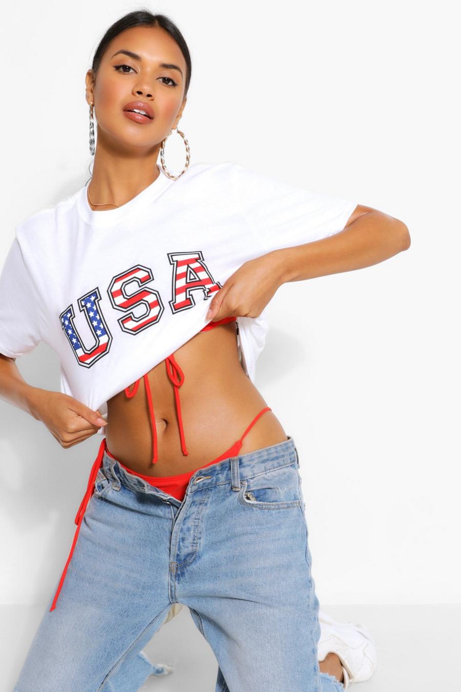 "USA" T-shirt med text och flagga image number 1