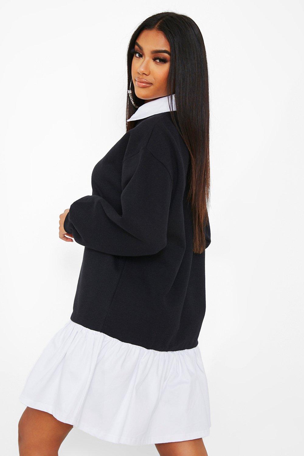 Sweater dress discount with poplin frill