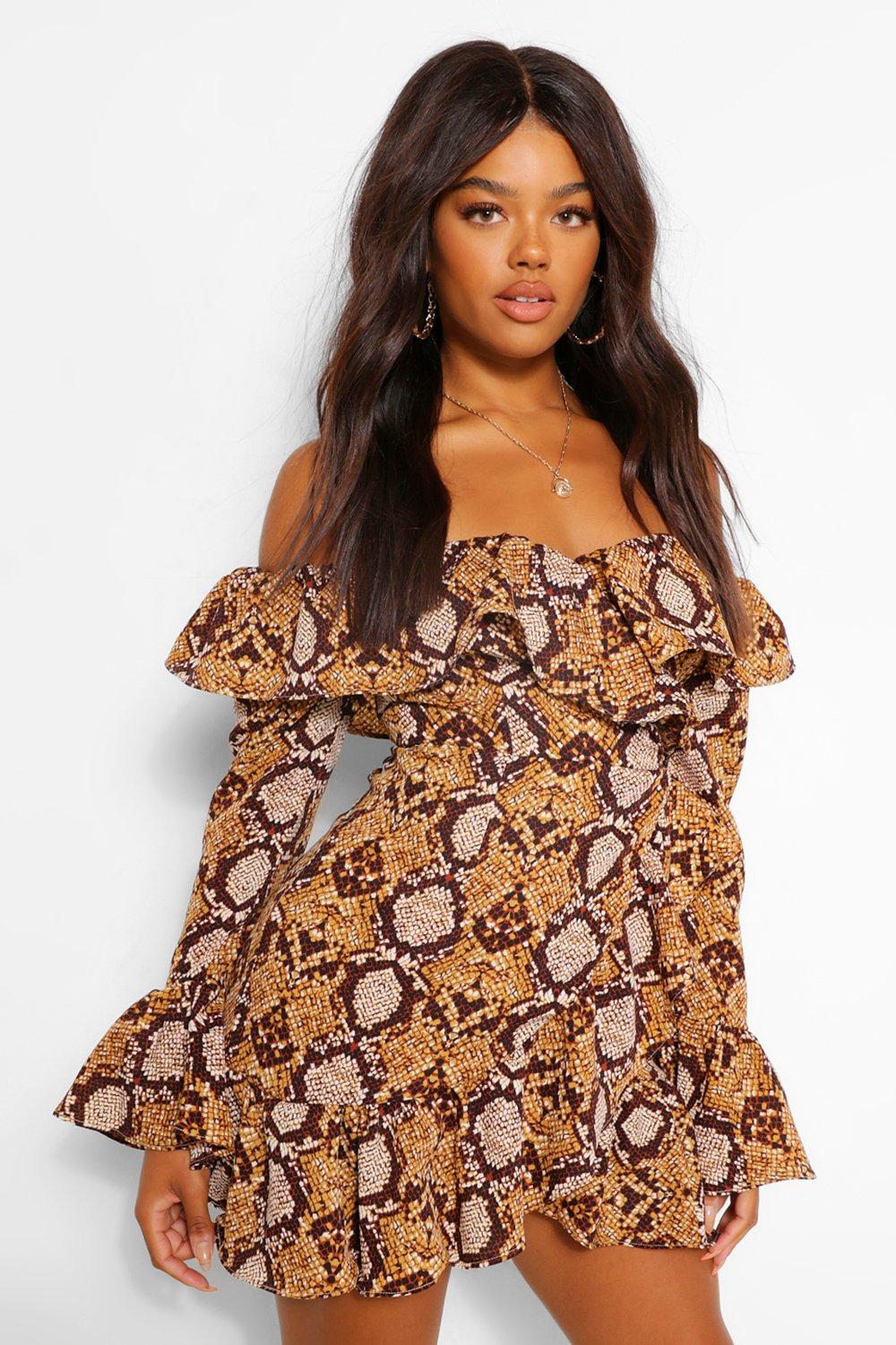 Boohoo snake best sale print dress