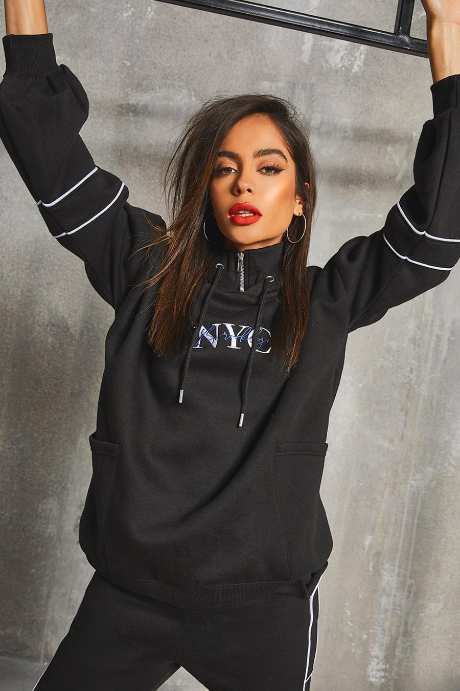 "NYC" Oversize hoodie med ballongärm image number 1