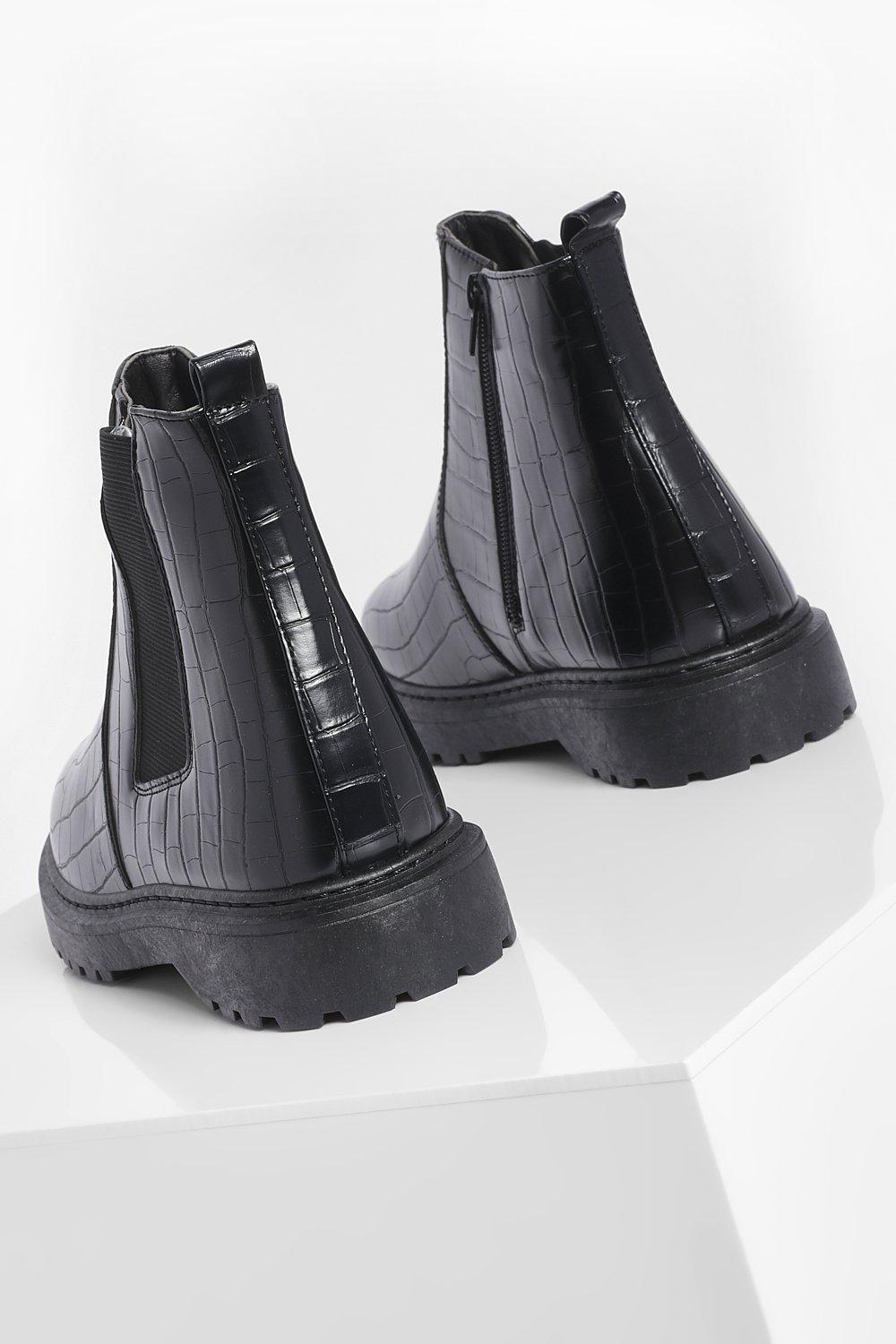 chunky croc chelsea boots