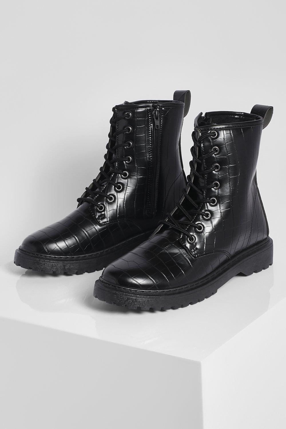 Croc lace up discount boots