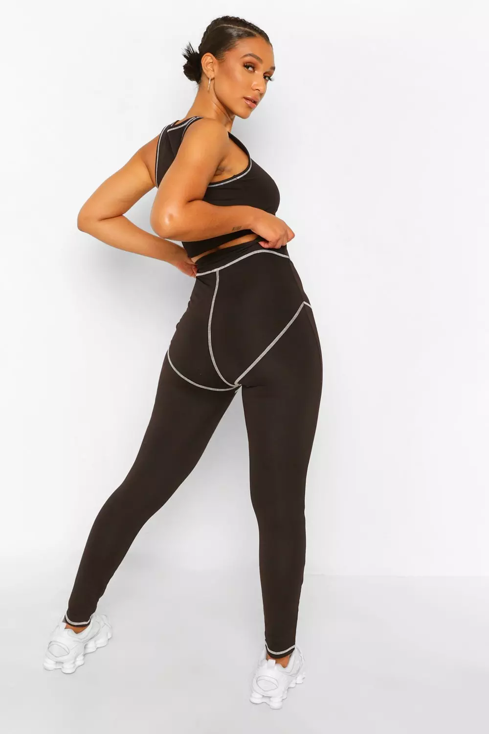 Contrast Stitch Leggings Clothing in Magnet Black - Get great deals at  JustFab