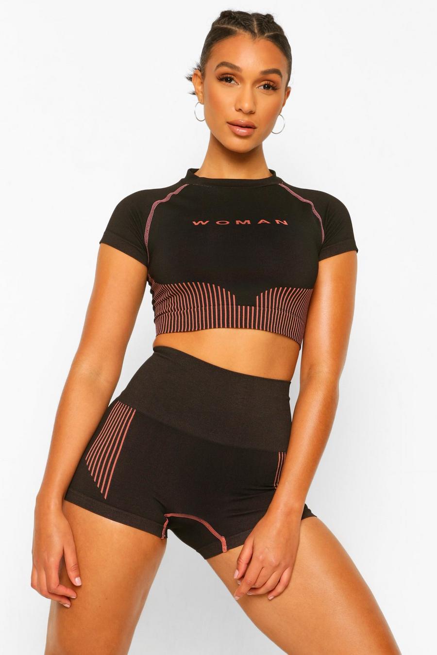 Black Fit Woman Seamless Contour Shorts image number 1