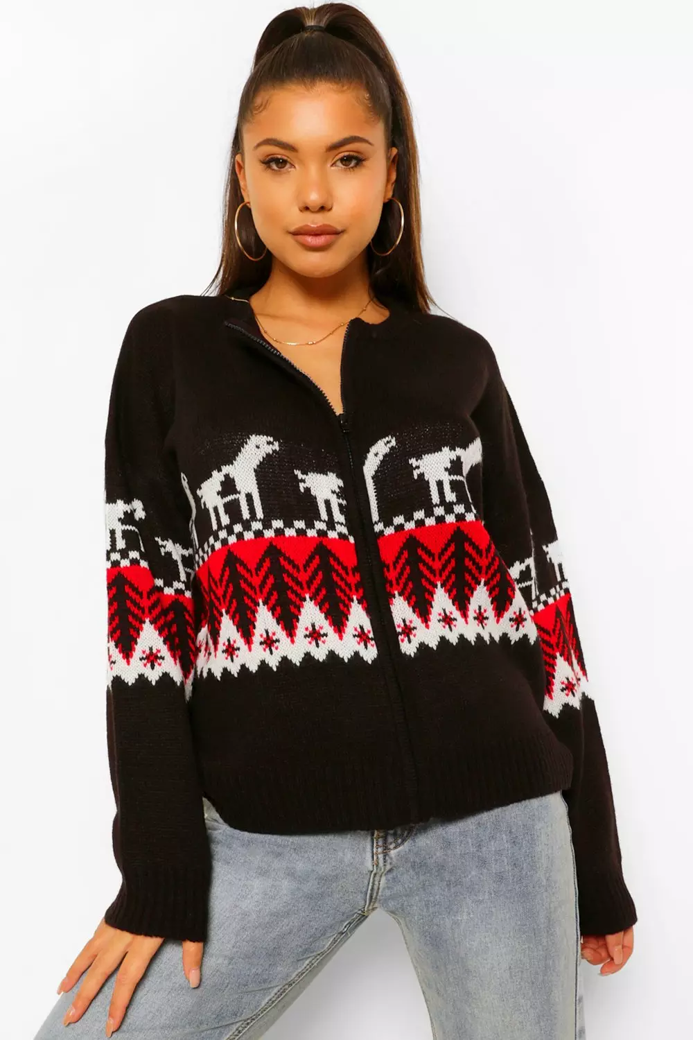 Black 2024 christmas cardigan