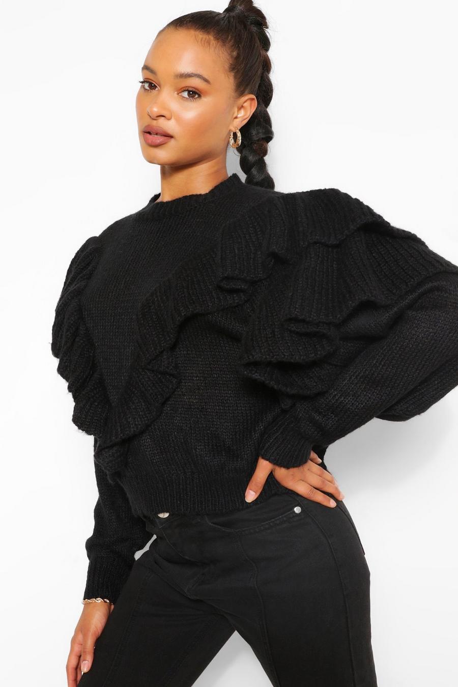 Black Ruffle Sweater image number 1