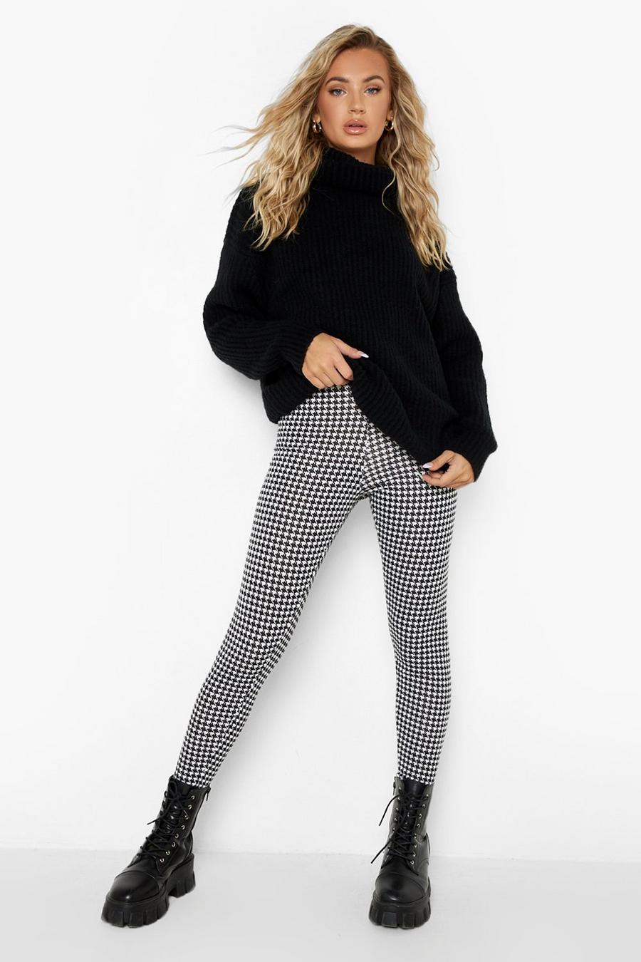 Zwart Geruite Jersey Dogtooth Leggings image number 1