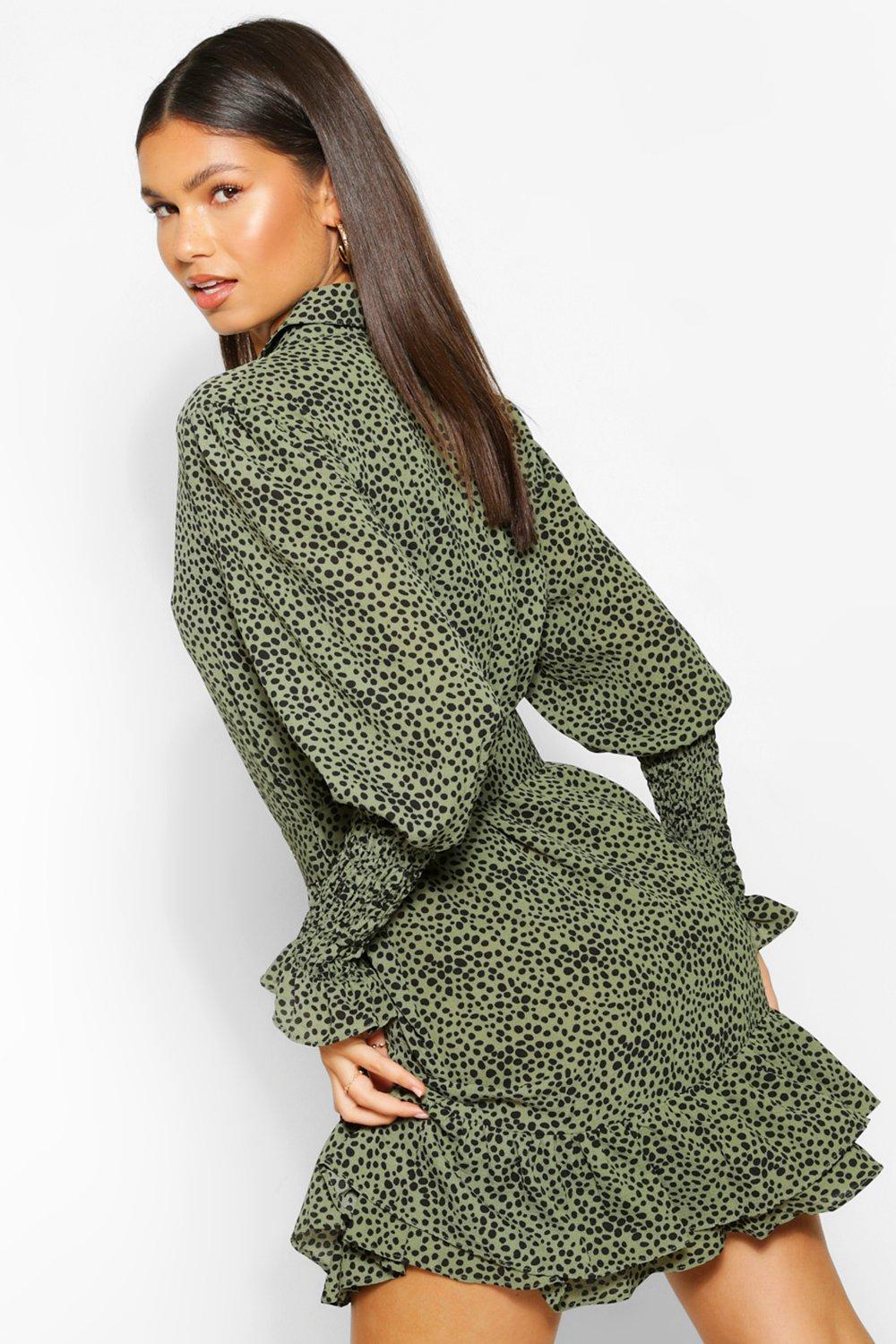 Green spot shirt dress deals