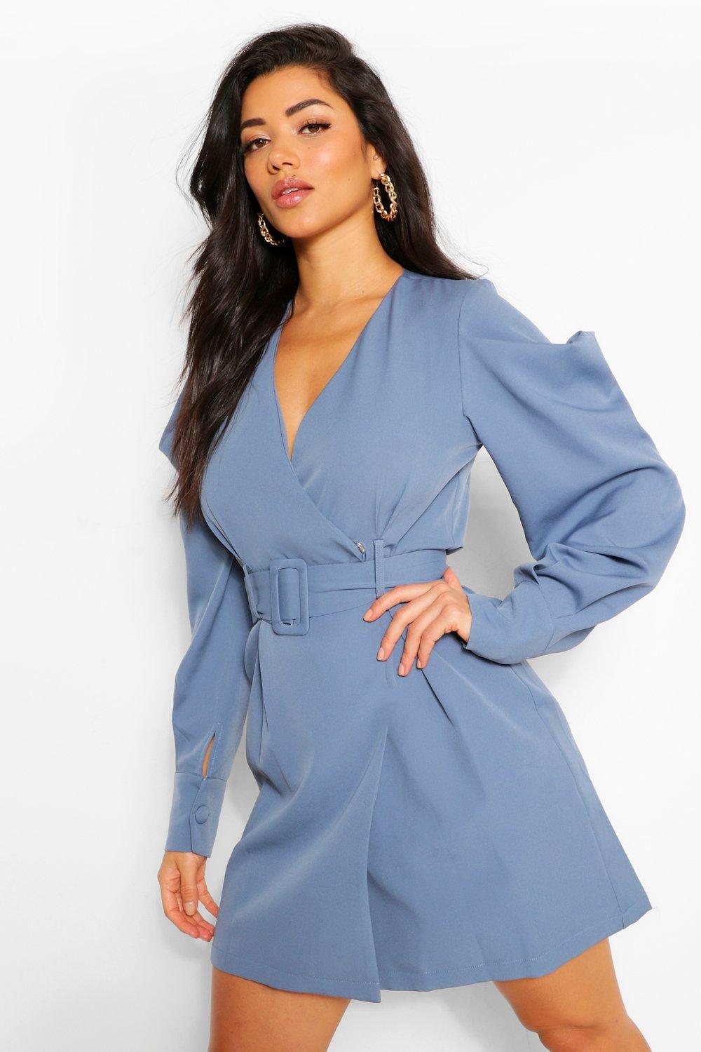 boohoo blue blazer dress