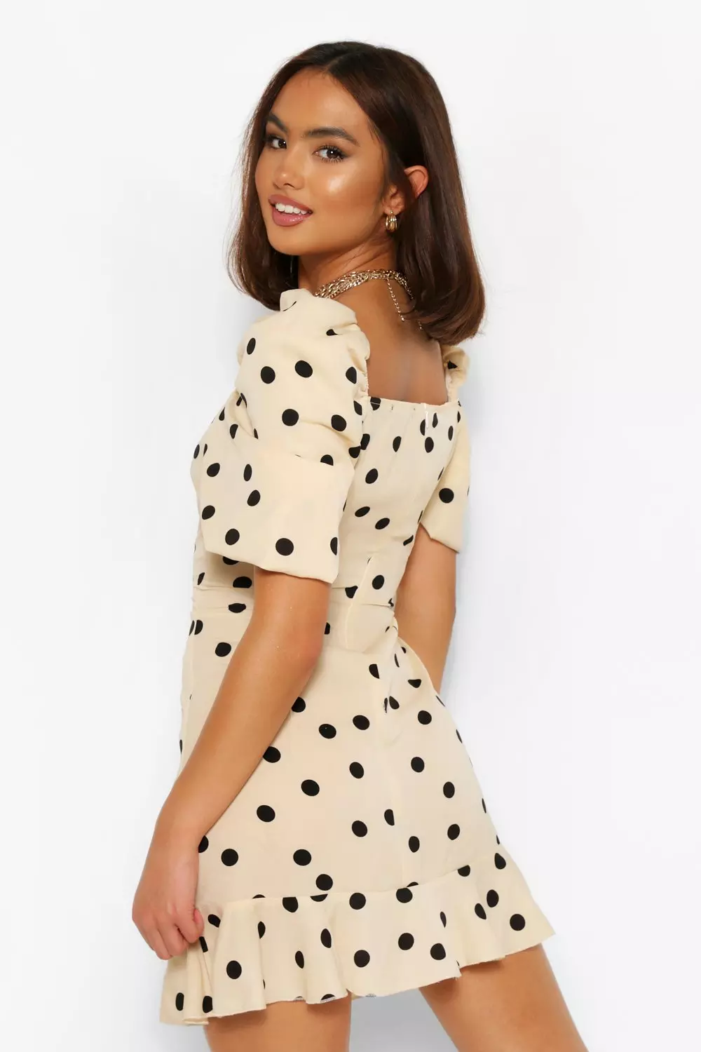 Polka dot hotsell dress puff sleeves