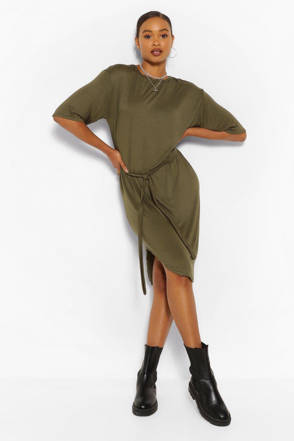 curved hem midi dress