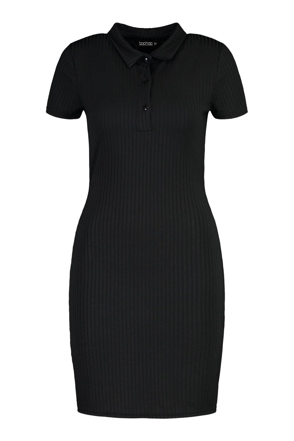 Button Down Collar Detail T Shirt Dress