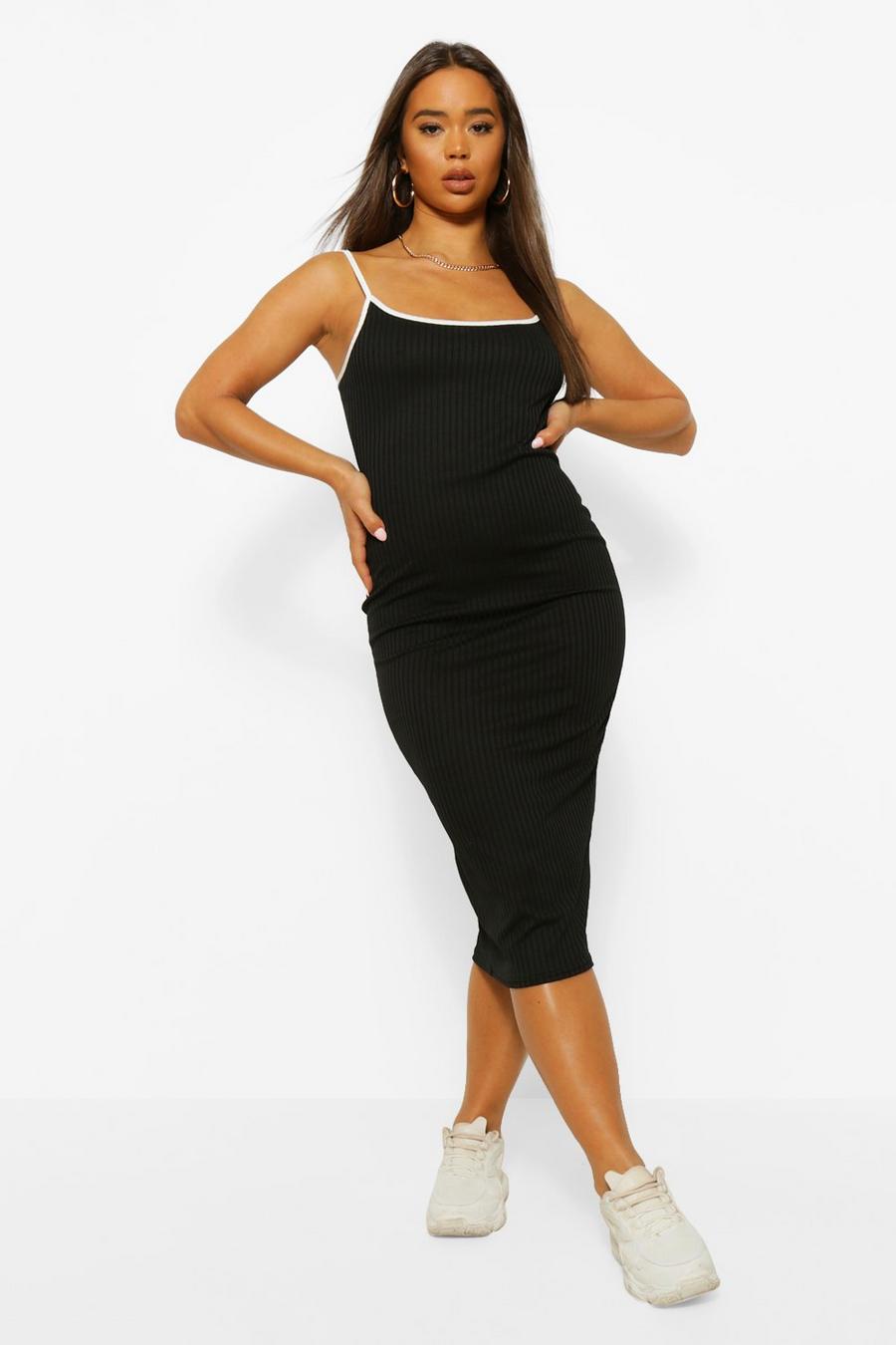 Contrast Piping Bodycon Midaxi Dress image number 1