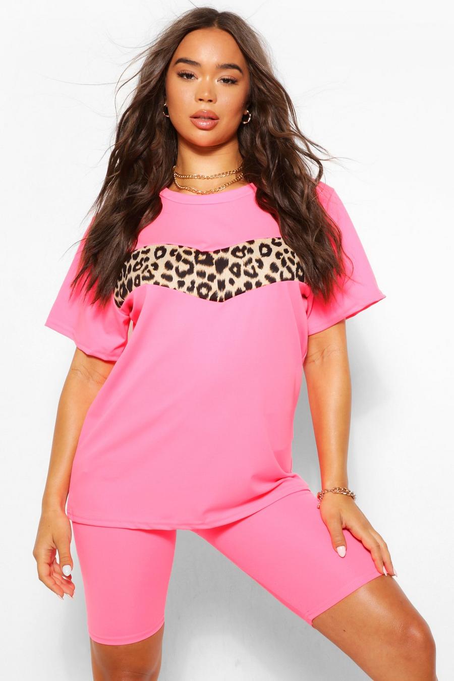 Leopard Trim Top and Cycling Short Set image number 1