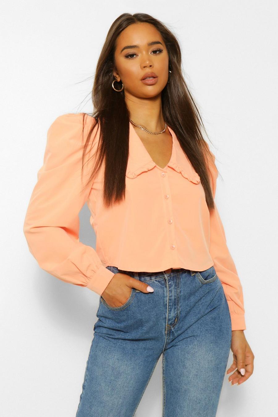 Apricot Cotton Mix Oversized Collar Shirt image number 1