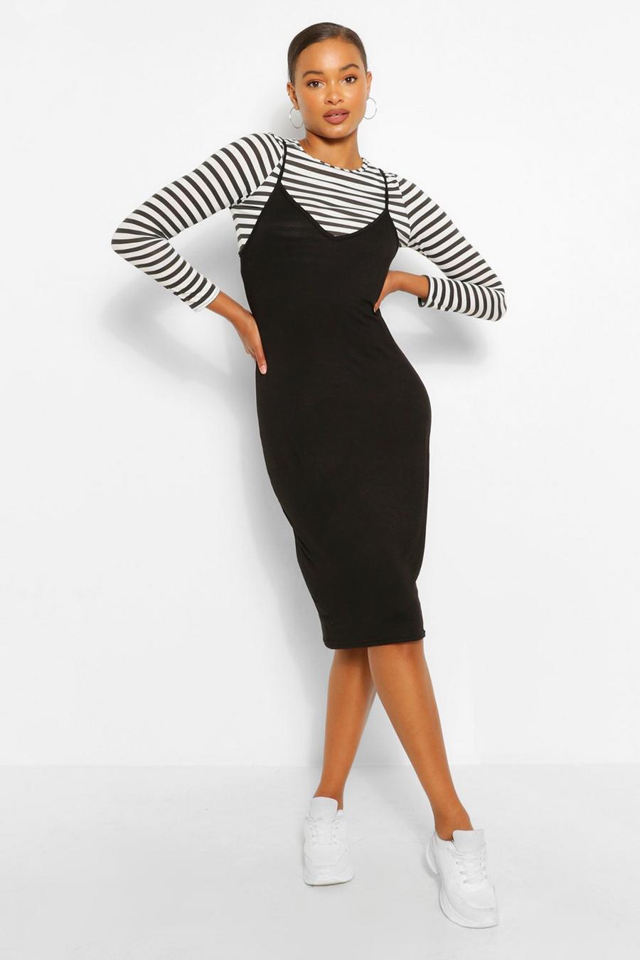 Stripe Long Sleeve T-Shirt & Midi Slip Dress image number 1