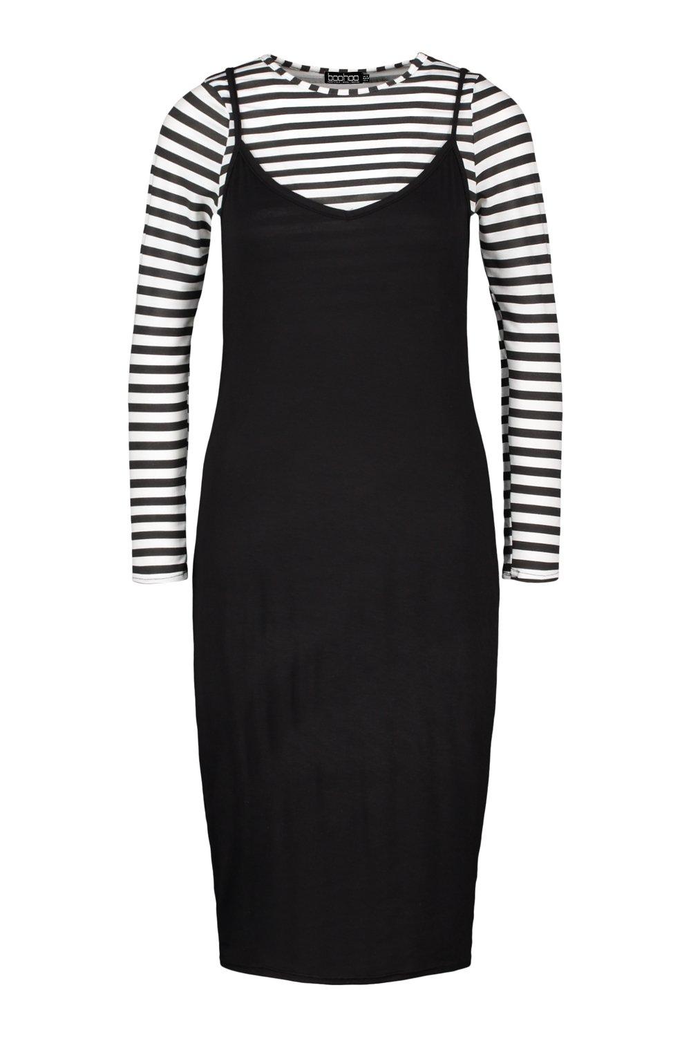 Stripe Long Sleeve T-Shirt & Midi Slip Dress