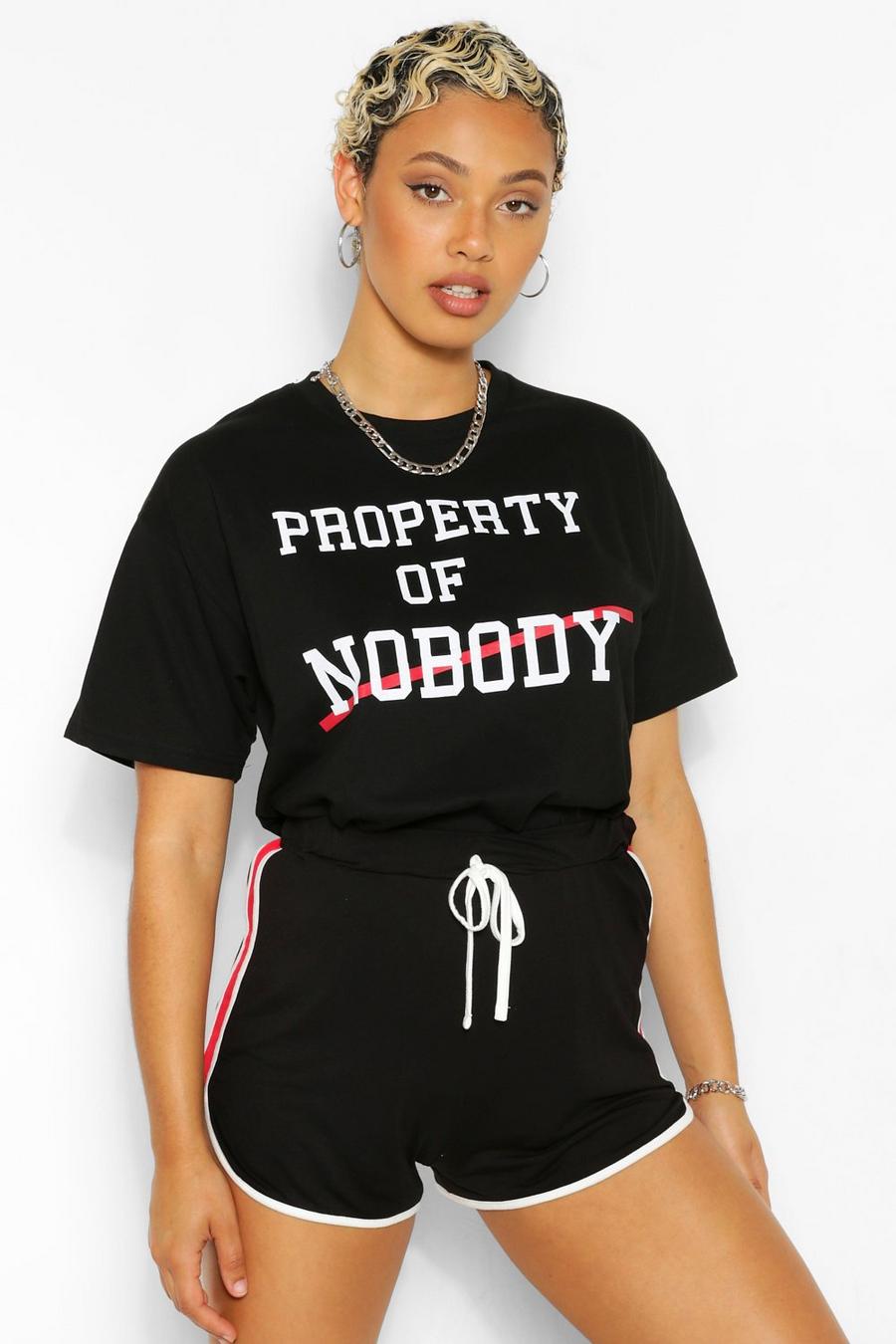 Black Property Of Nobody T-shirt med grafiskt tryck image number 1