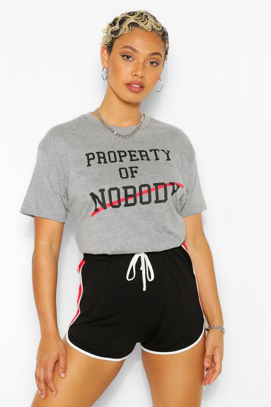 Grey Property Of Nobody T-shirt med grafiskt tryck image number 1