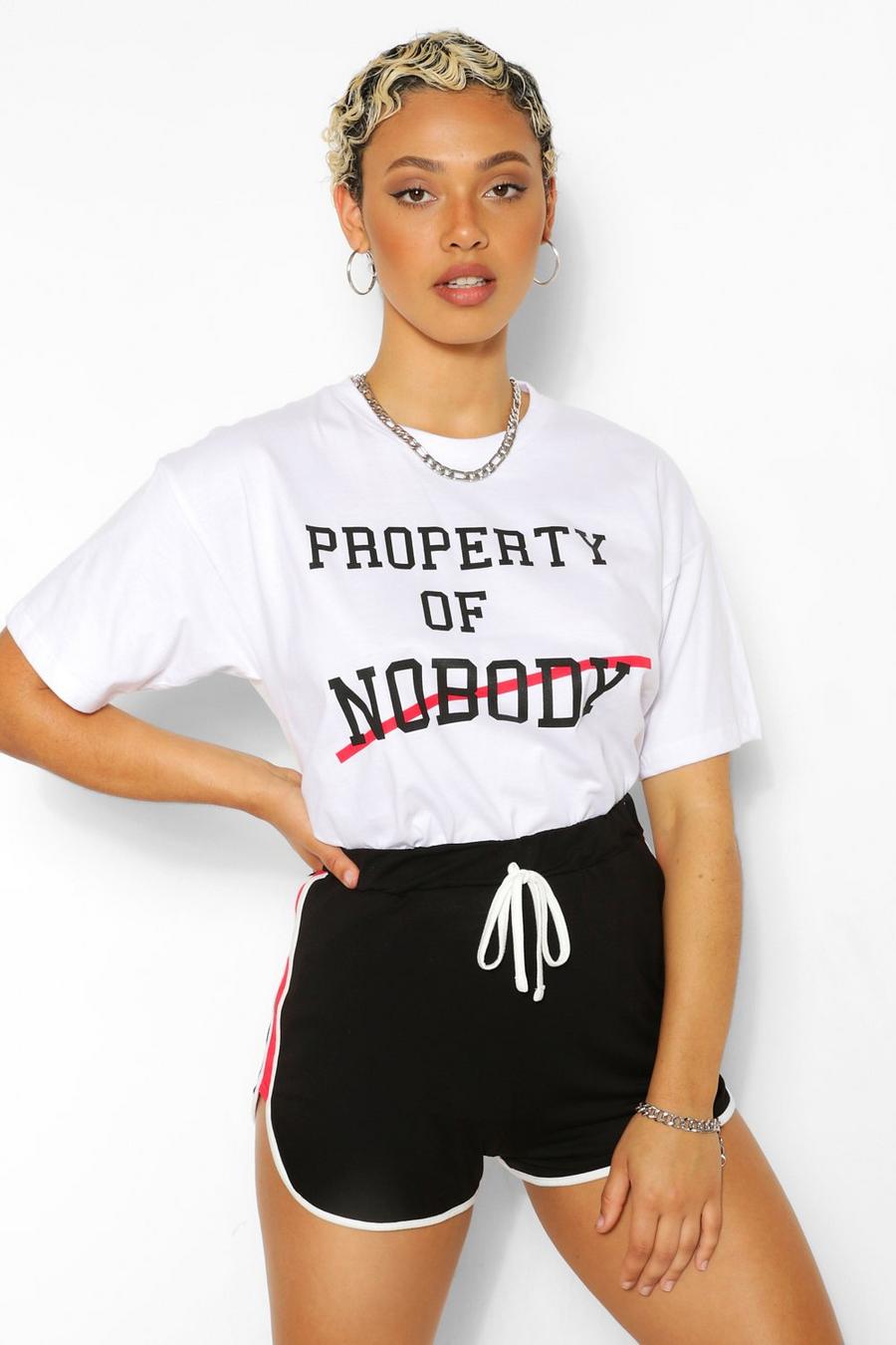 White Property Of Nobody T-shirt med grafiskt tryck image number 1