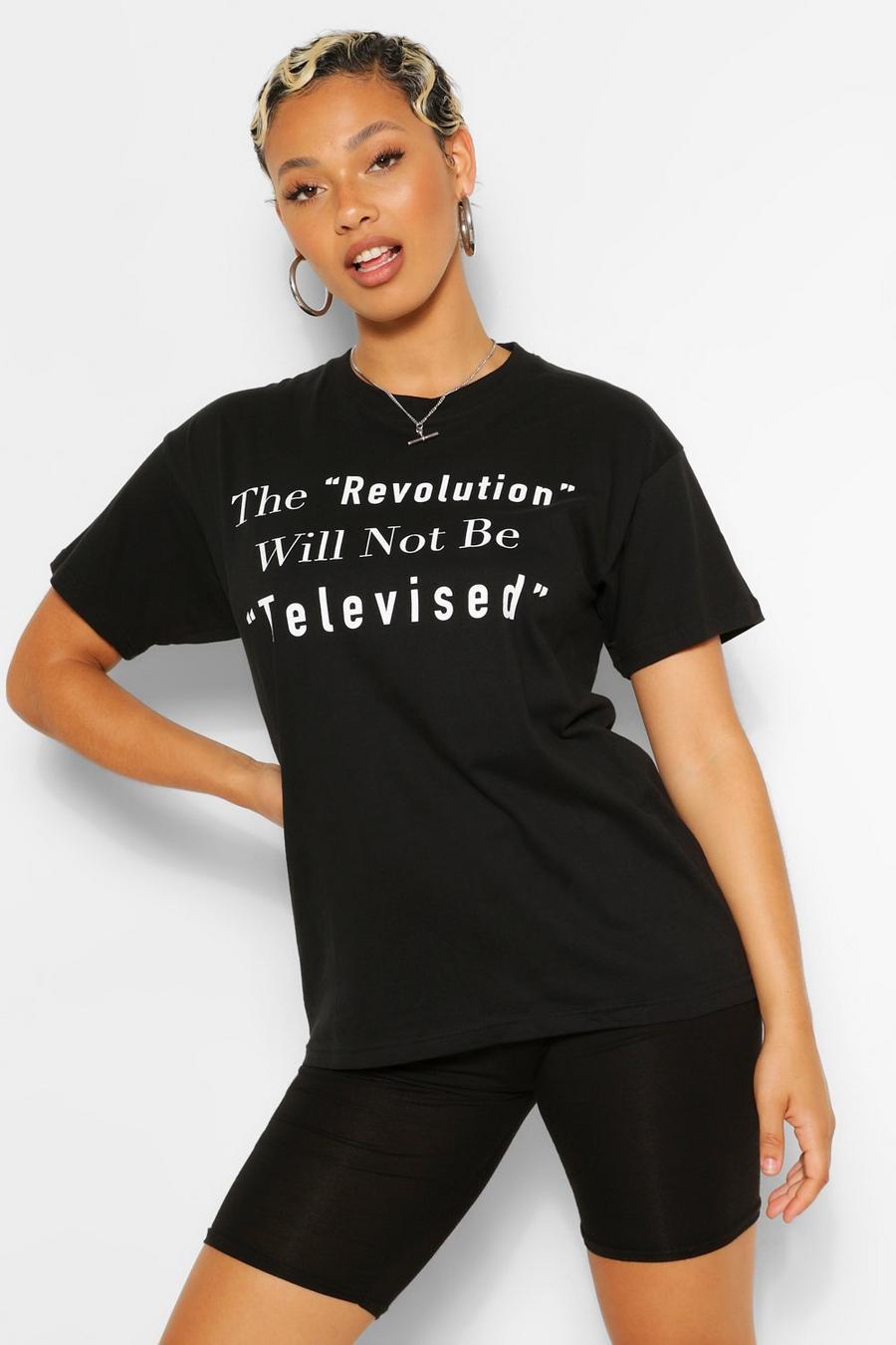 T-Shirt mit „The Revolution“-Slogan, Schwarz image number 1