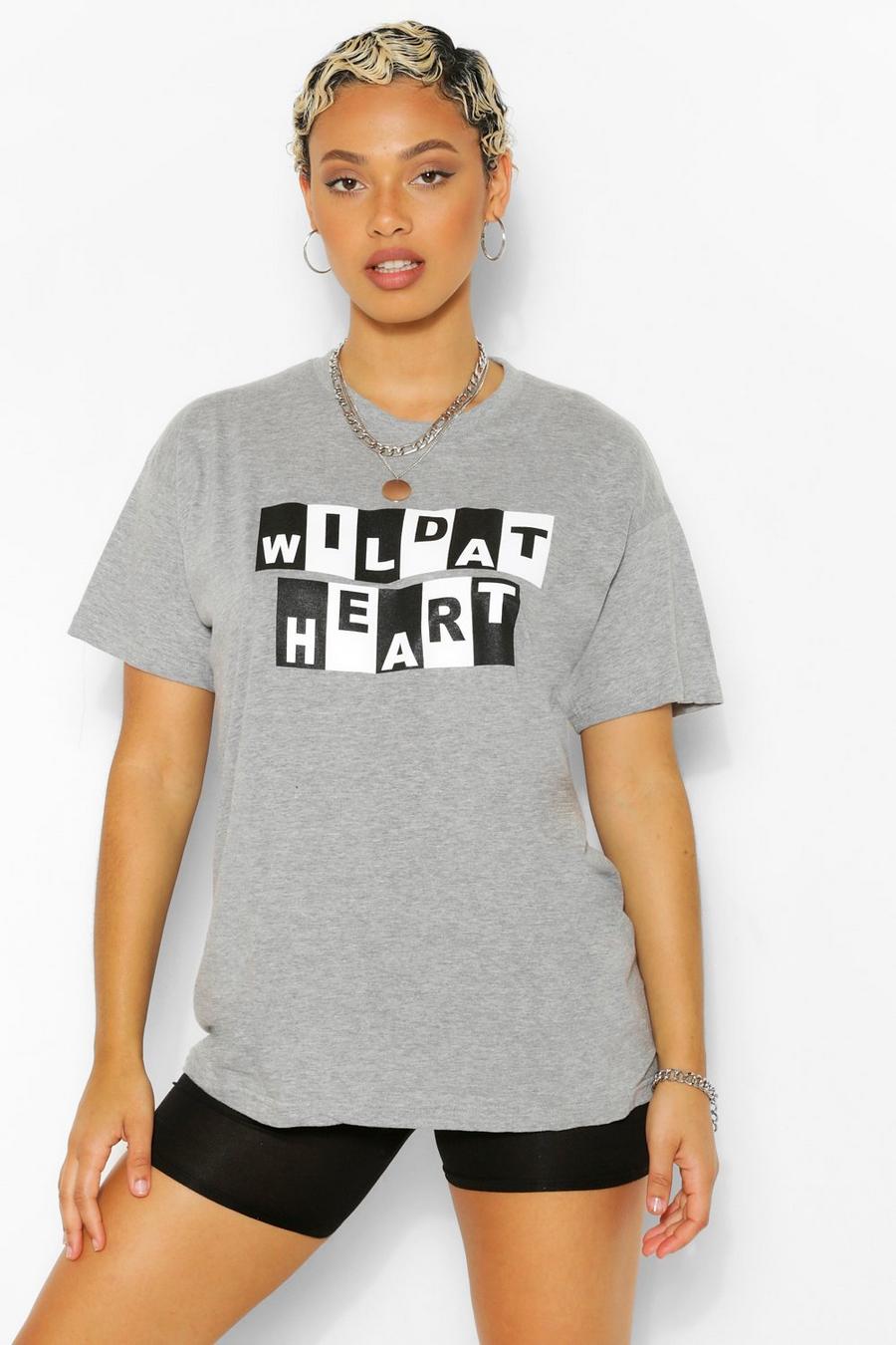 Grey Wild At Heart T-shirt med grafiskt tryck image number 1