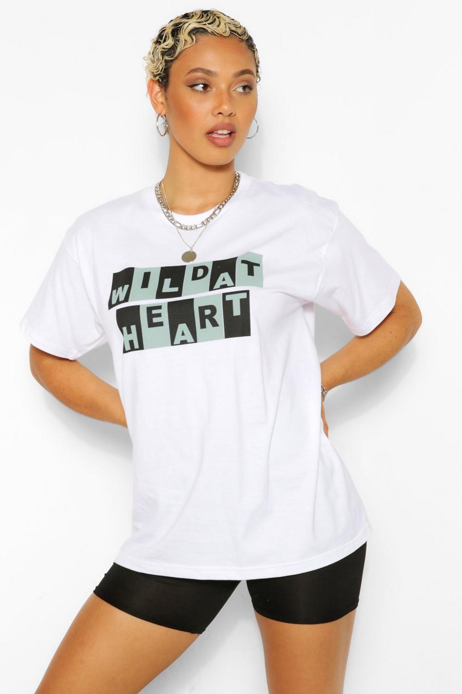 White Wild At Heart T-shirt med grafiskt tryck image number 1