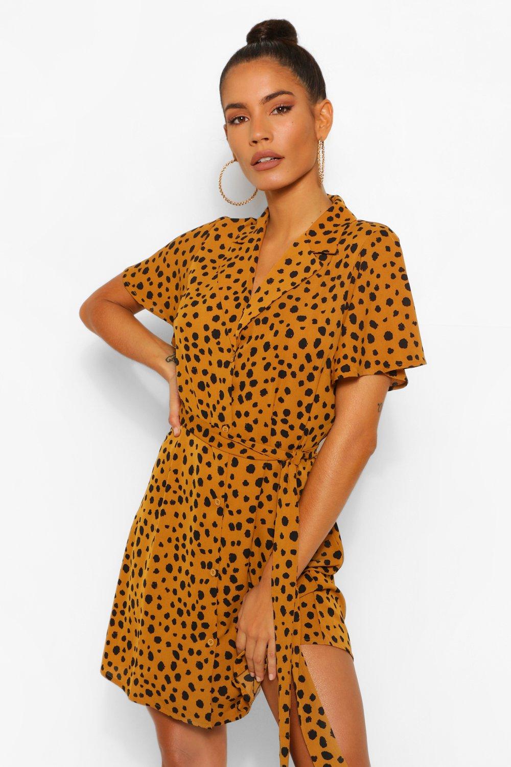 mustard spot dress