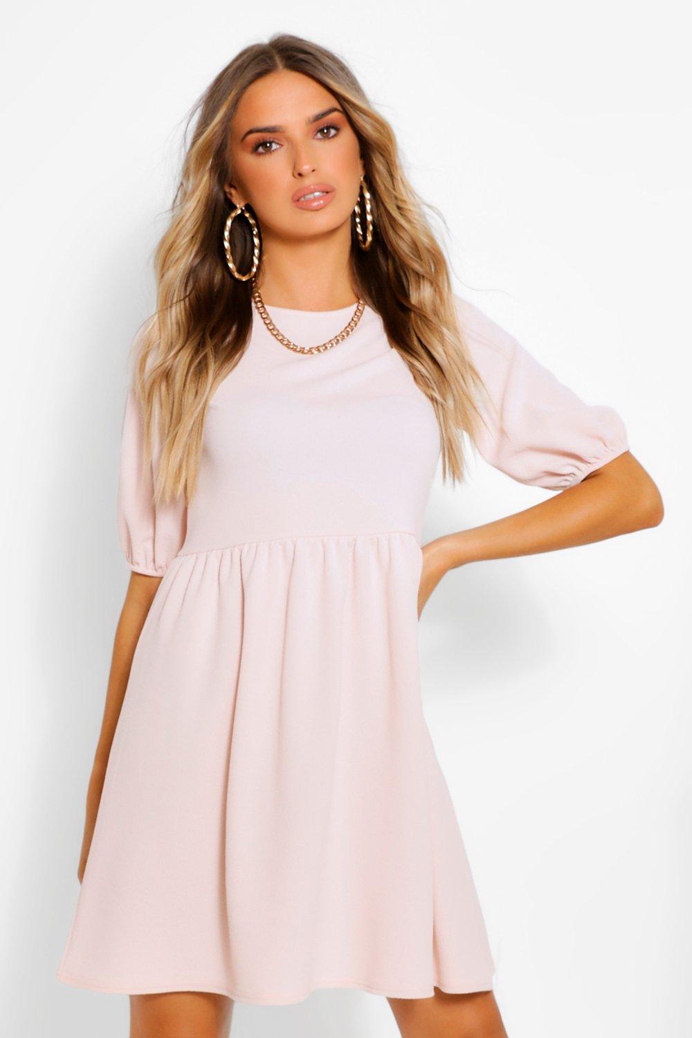 boohoo blush pink dress