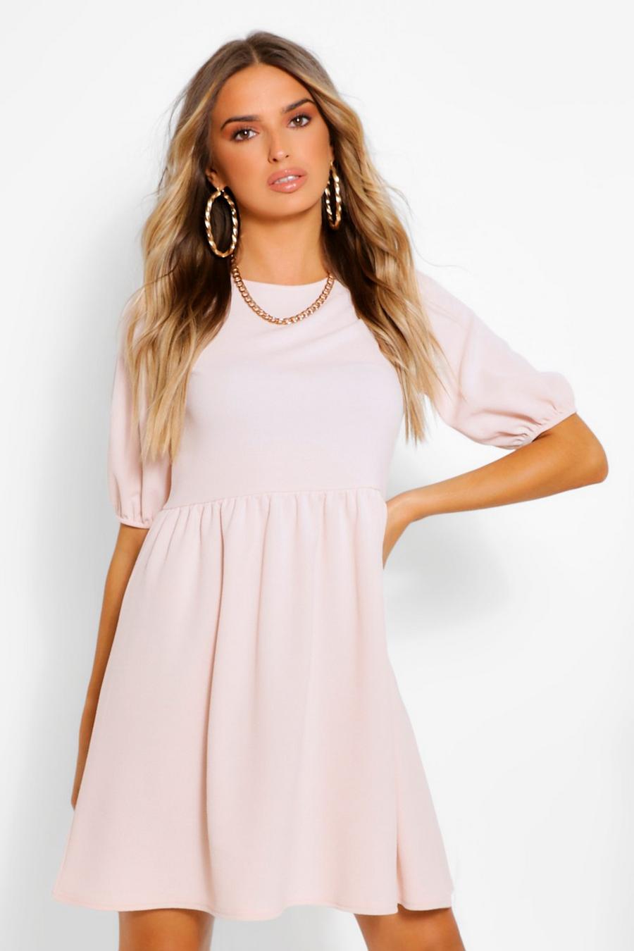 Blush pink Puff Sleeve Smock Dress image number 1