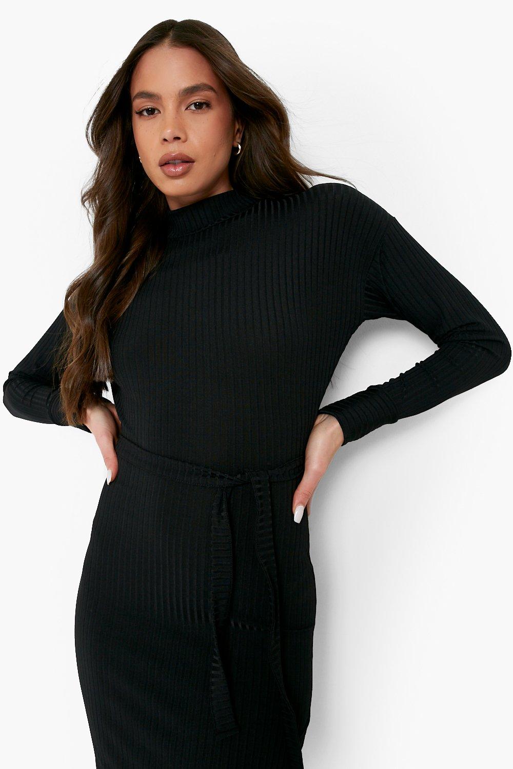 black high neck sweater dress