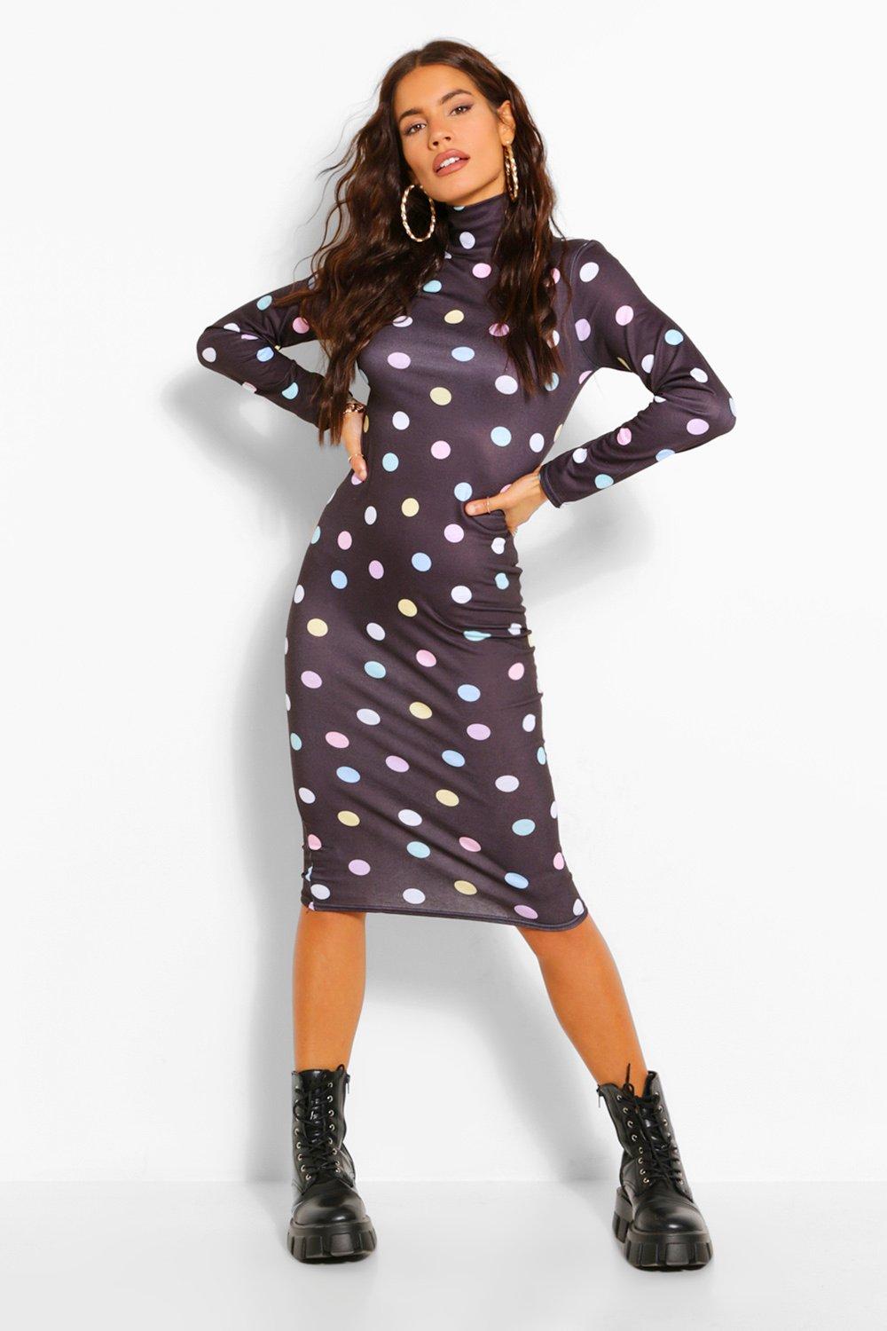 polka dot high neck dress