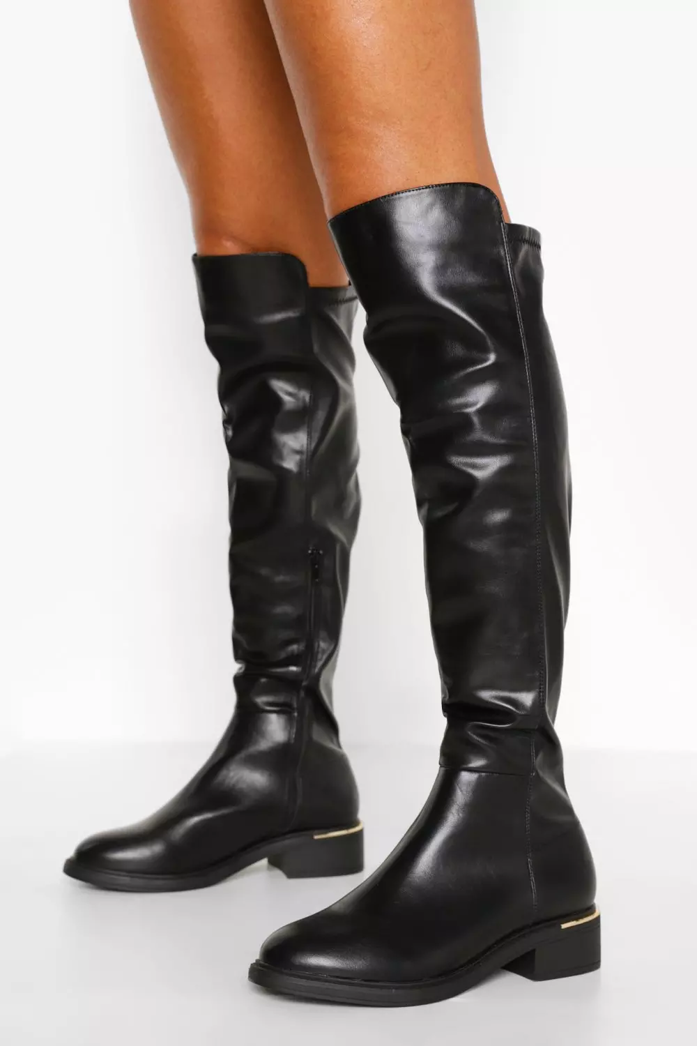 Wide fit flat sales knee high boots