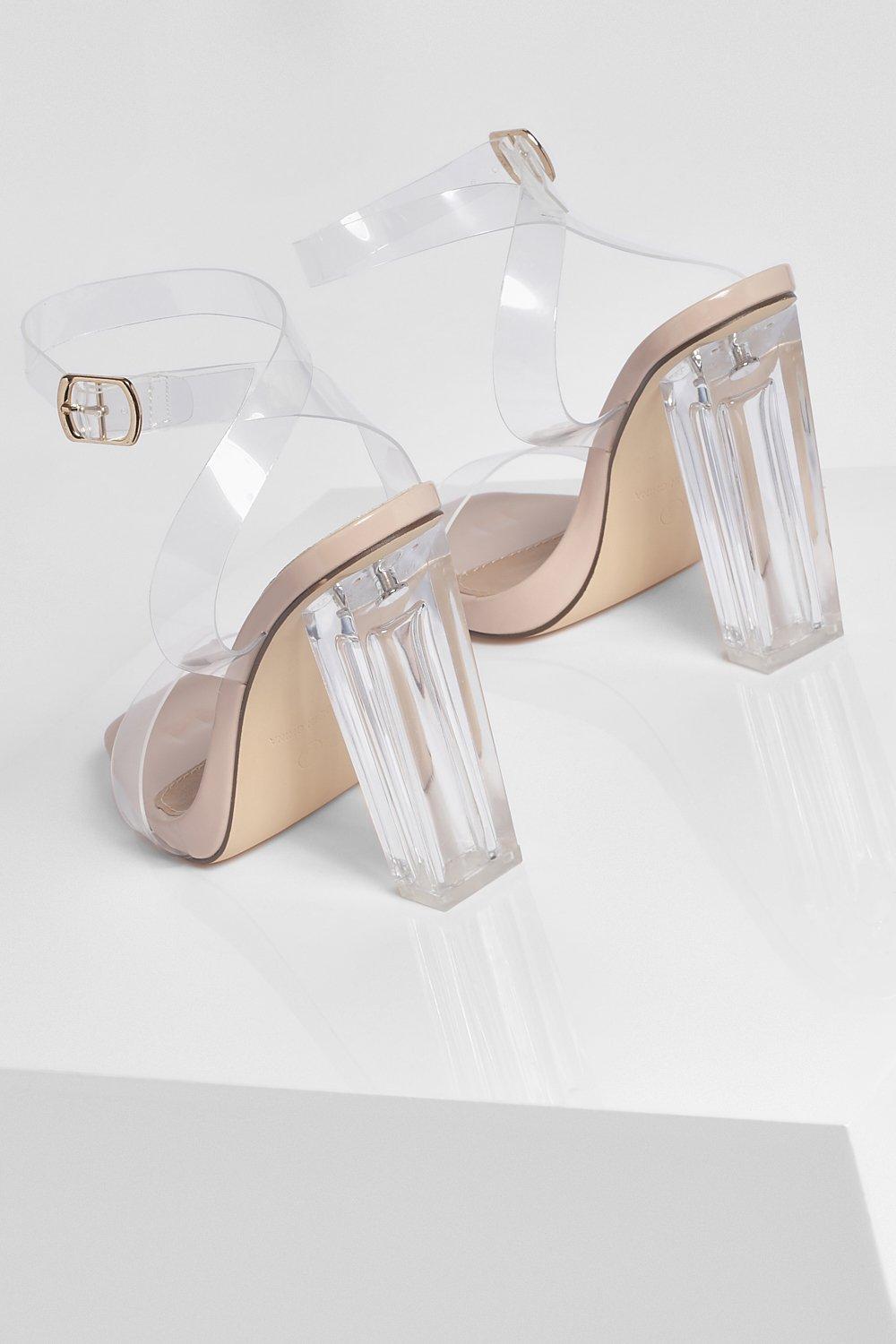 Wide fit clear hot sale block heels