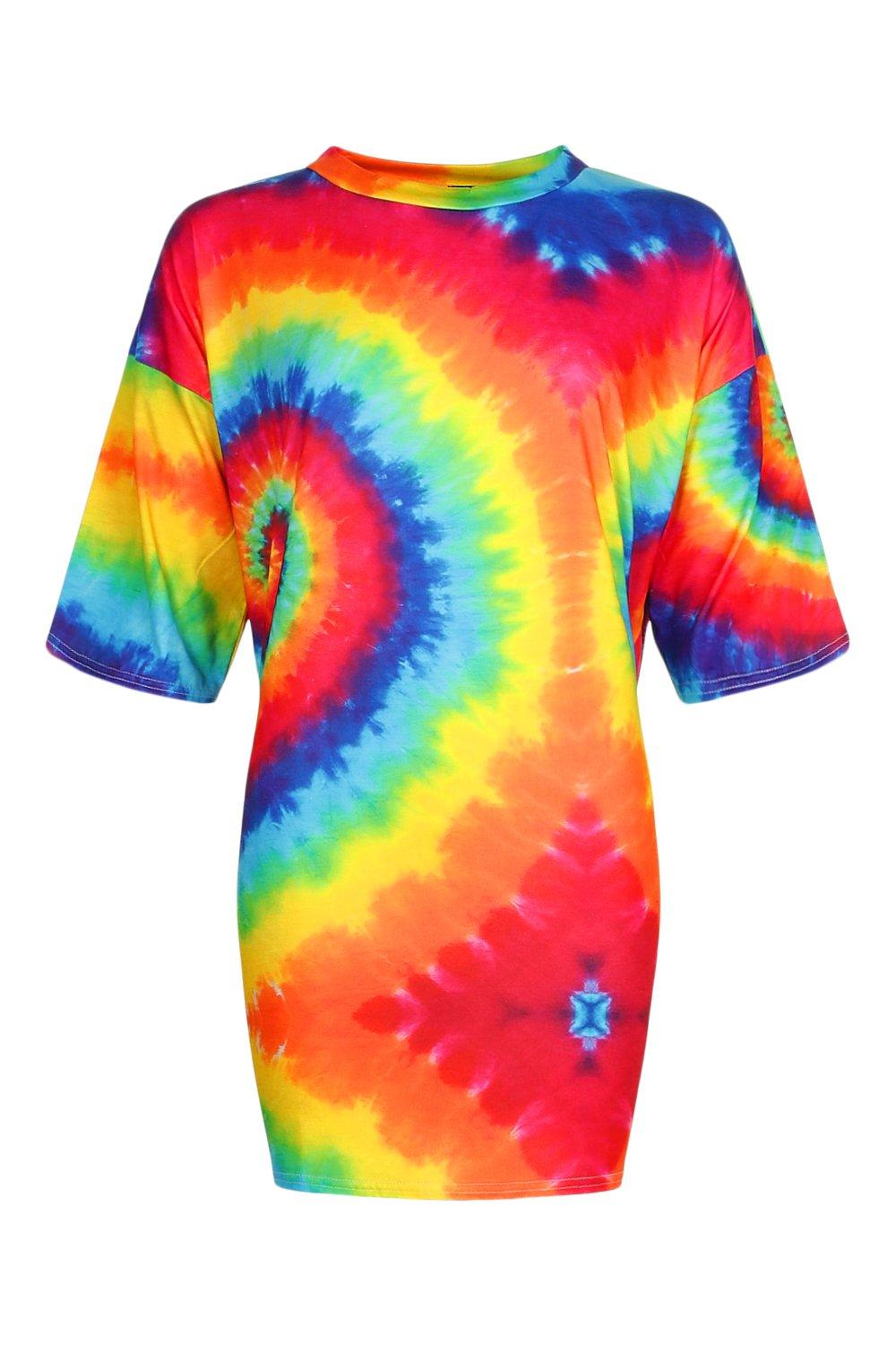 rainbow tie dye t shirt dress