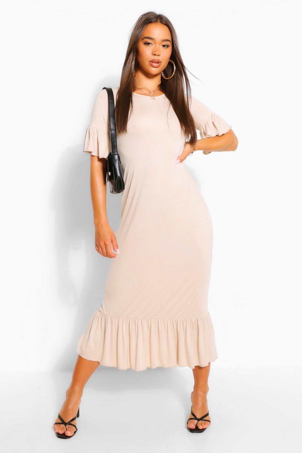 T shirt dress with frill cheap sleeves