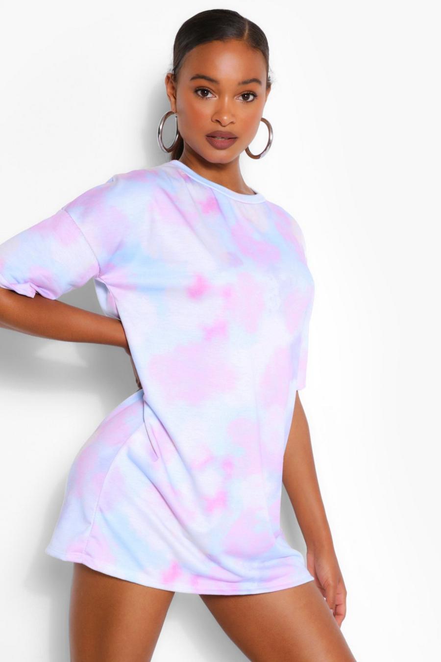 Lilac T-shirtklänning med batikmönster image number 1
