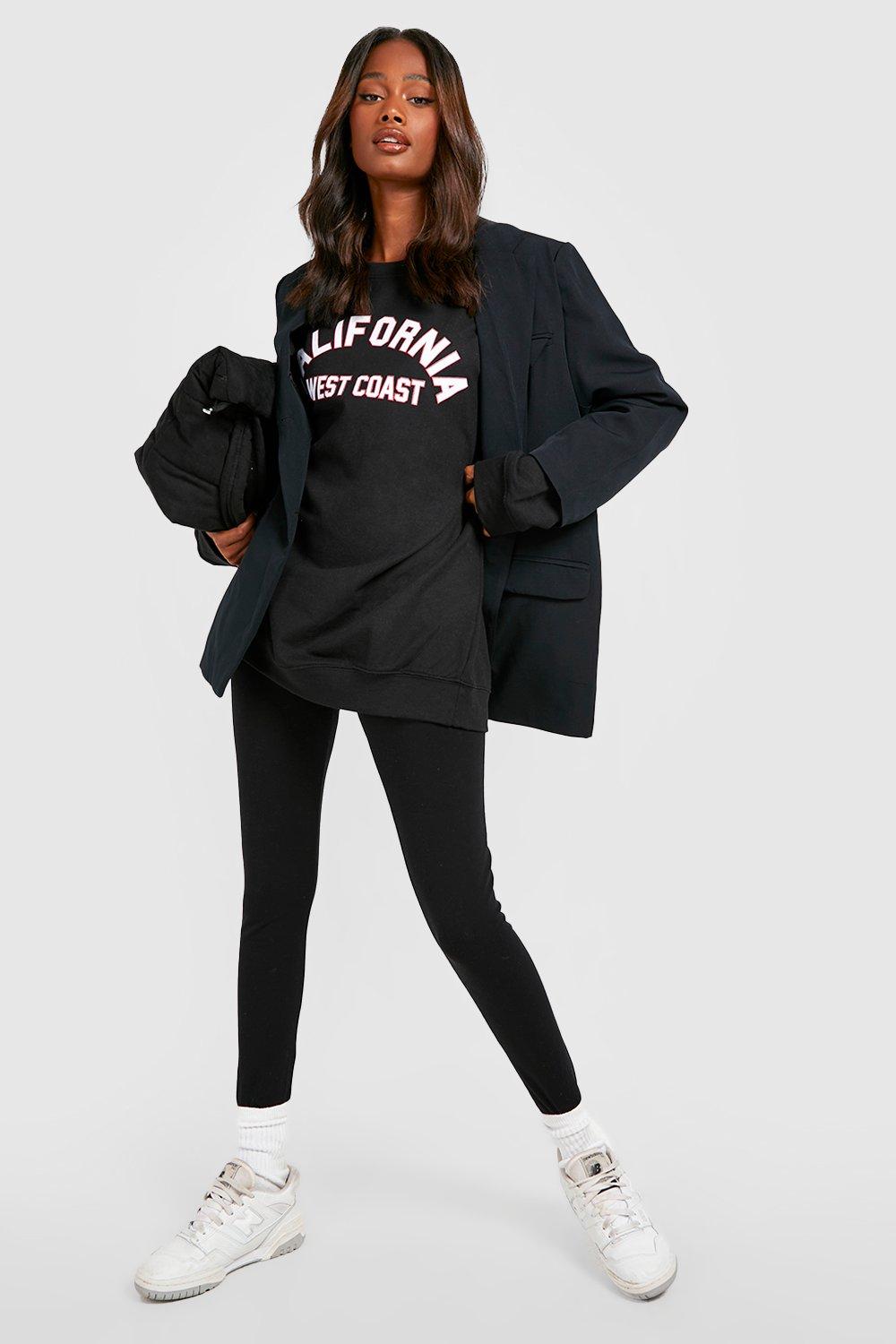 Women's Black California Slogan Oversized Sweatshirt