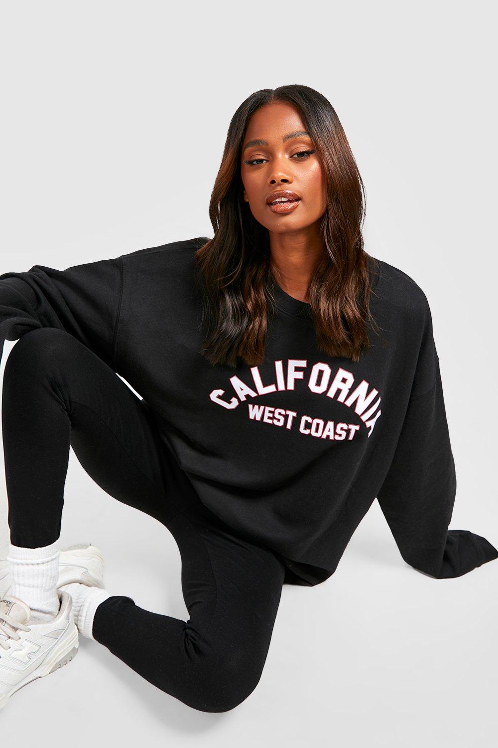 Black California Slogan Oversized Sweatshirt