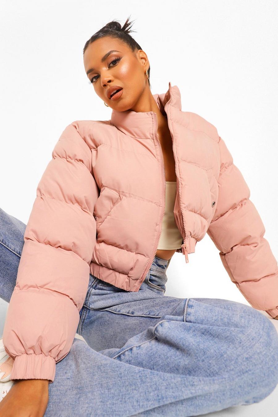 Dusky pink Crop Puffer Jacket