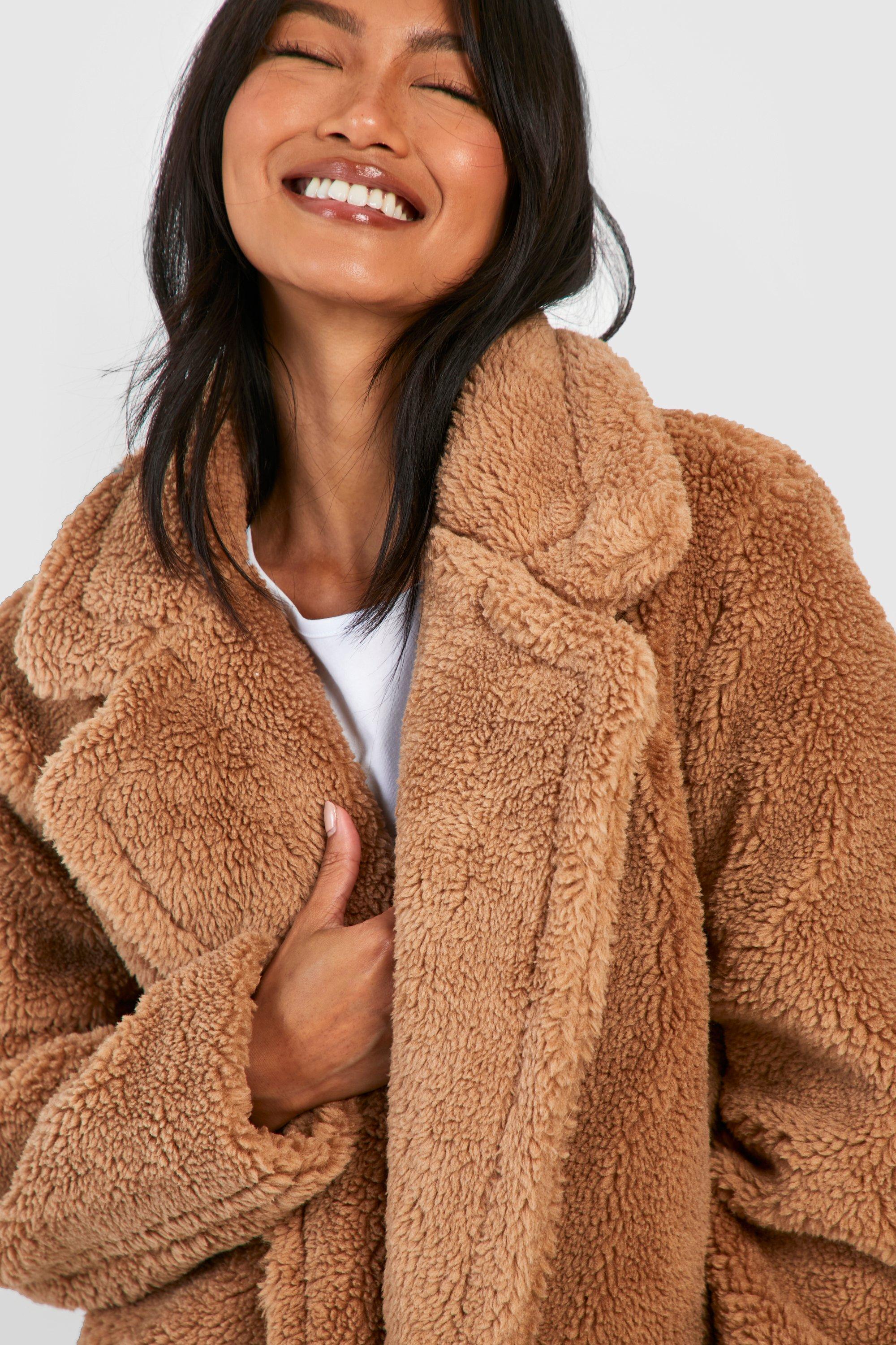 Boohoo teddy faux fur coat best sale