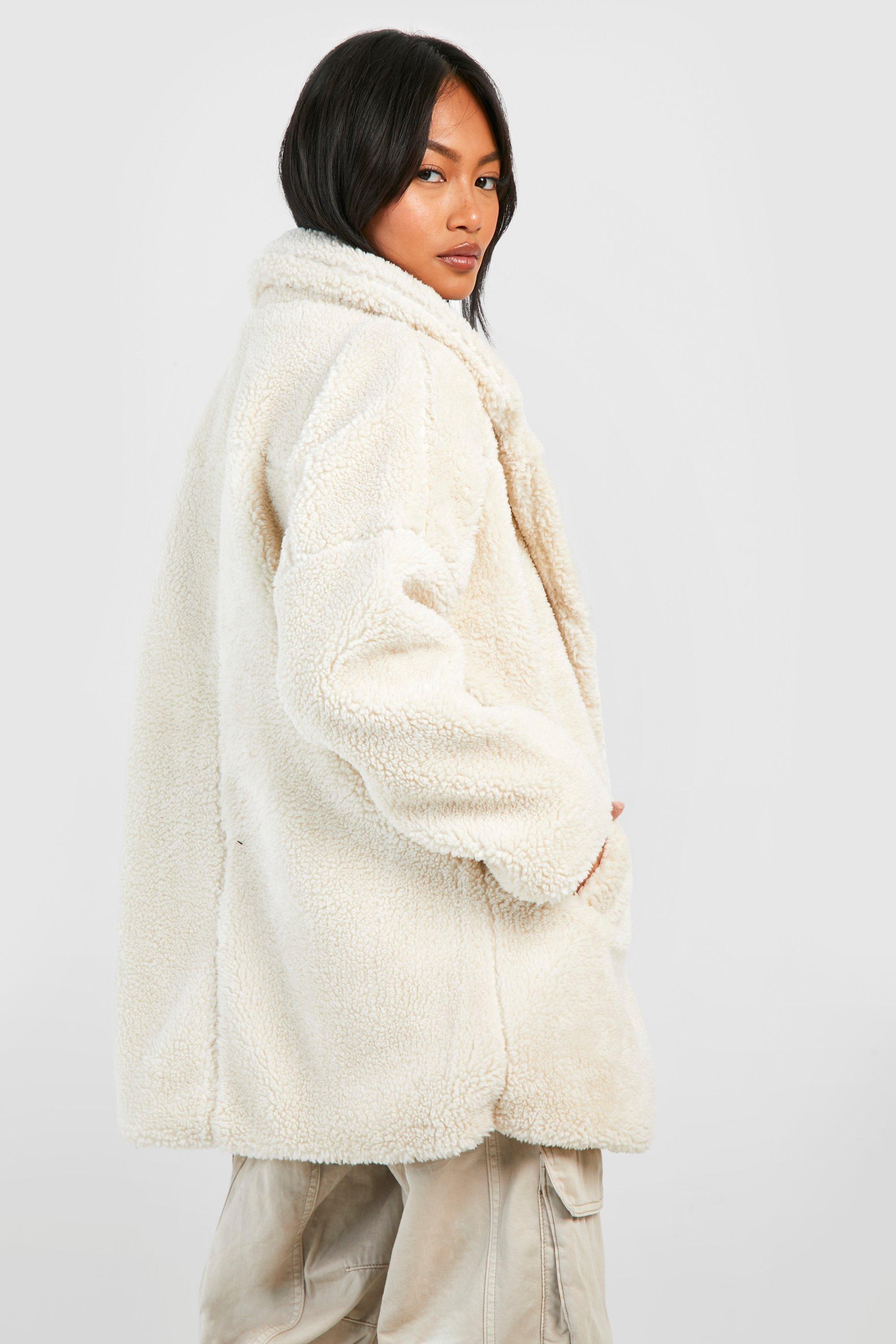 Faux-fur button coat